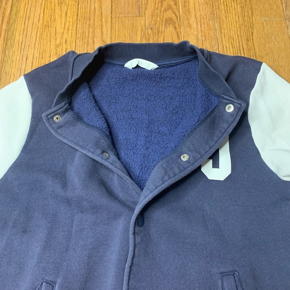 MNG Kids Navy Blue & White Varsity Bomber Jacket - Size 9/10 (140cm) - Picture 4 of 11